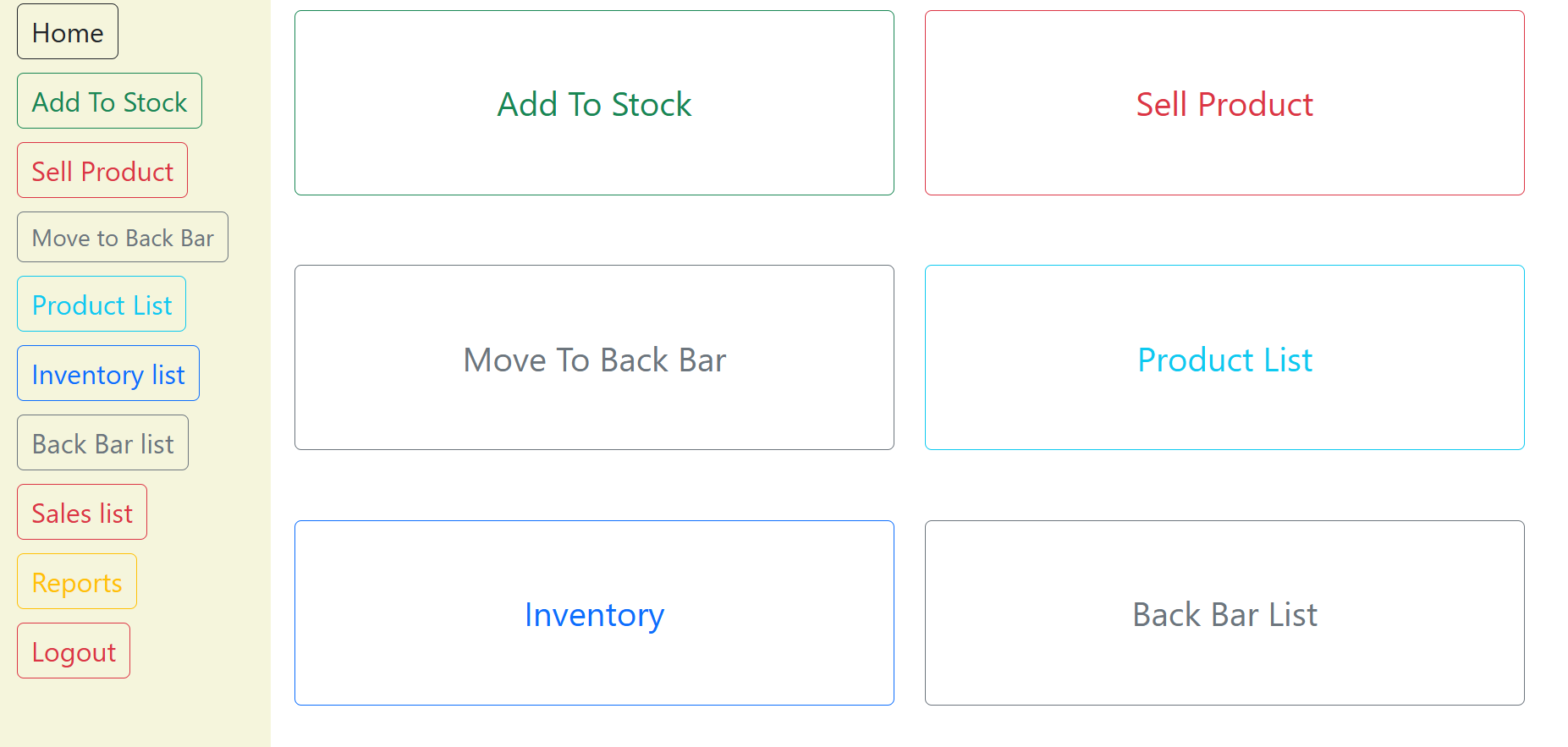 Image of Inventory Page for a clients web page.