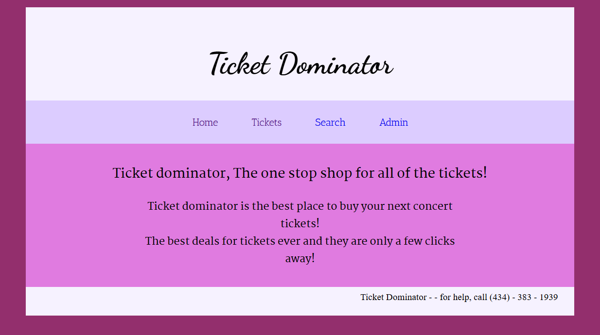 Image of Ticket Dominator Website